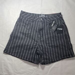 Hot Topic Black and White Striped Jean Shorts